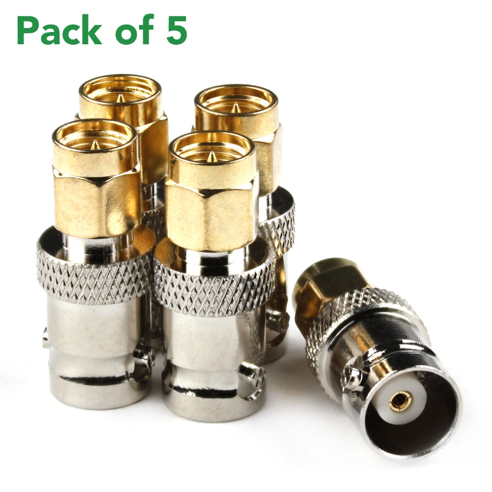 Female BNC to Male SMA connectors (5 Pack)