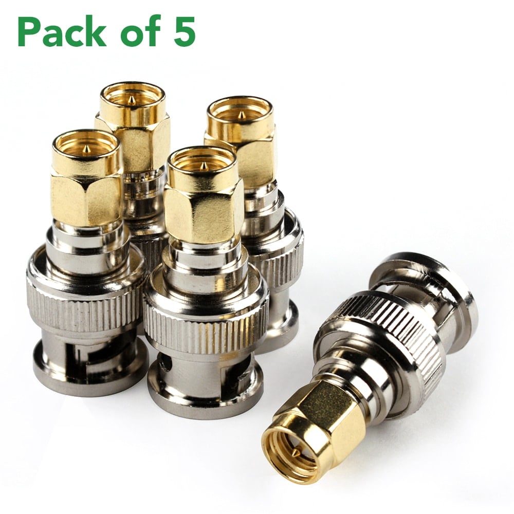 Male BNC to Male SMA connectors (5 Pack)