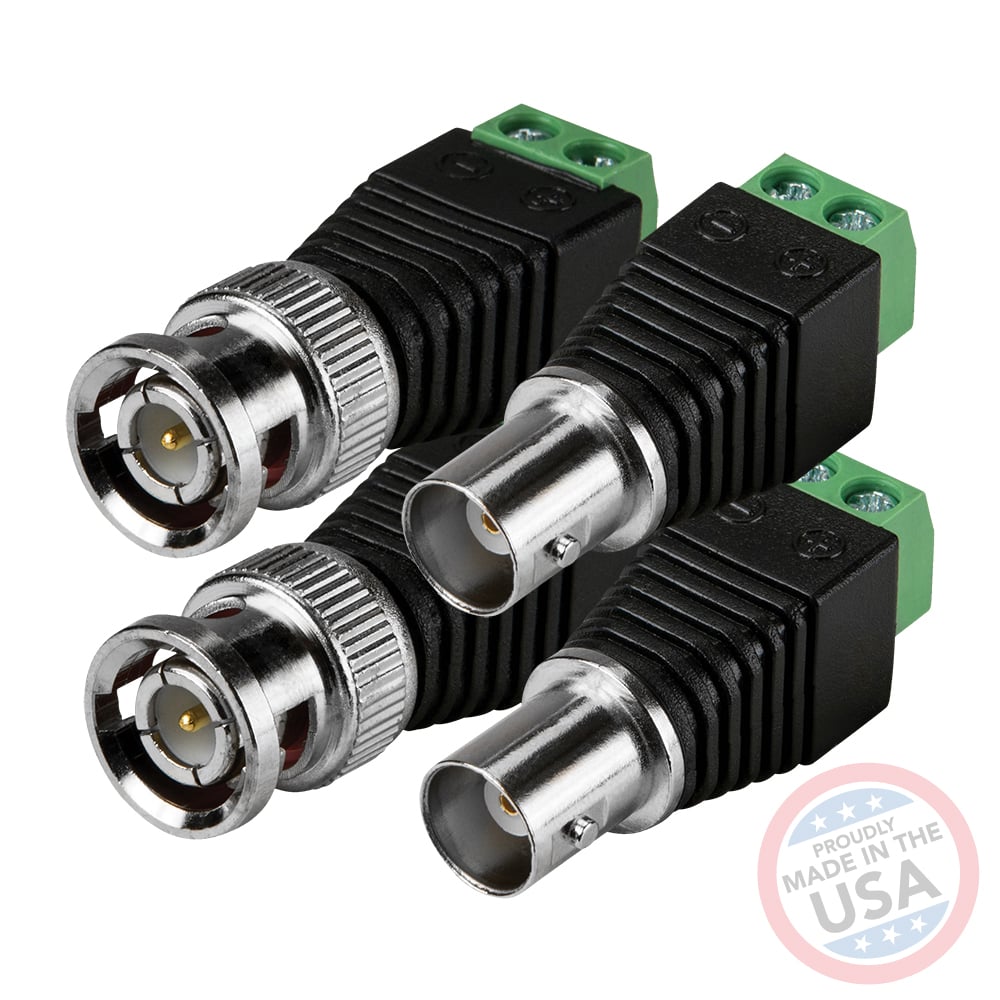 Male and Female BNC with Terminal Screws (2 Pack)