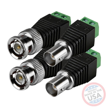 Male and Female BNC with Terminal Screws (2 Pack)