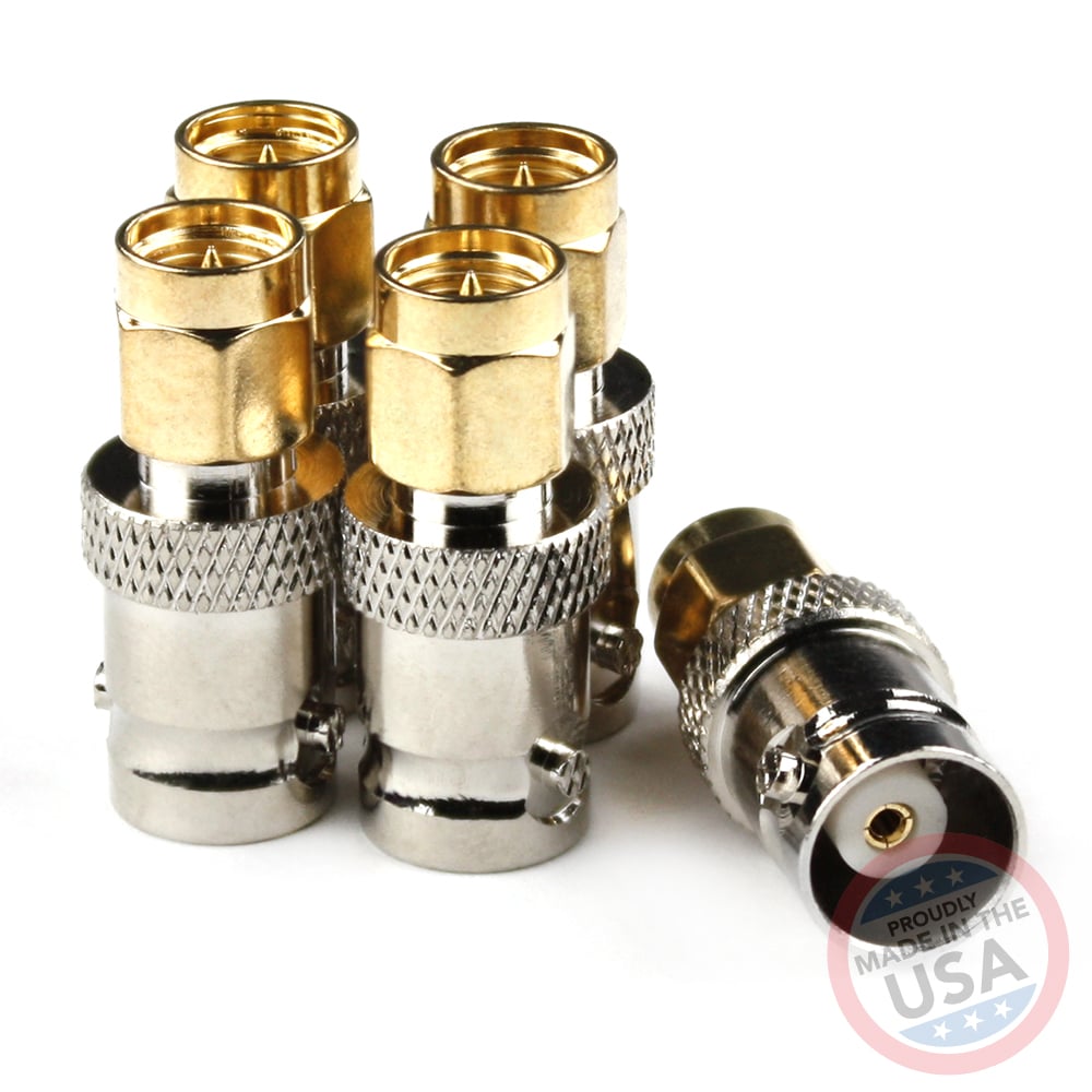 Female BNC to Male SMA connectors (5 Pack)