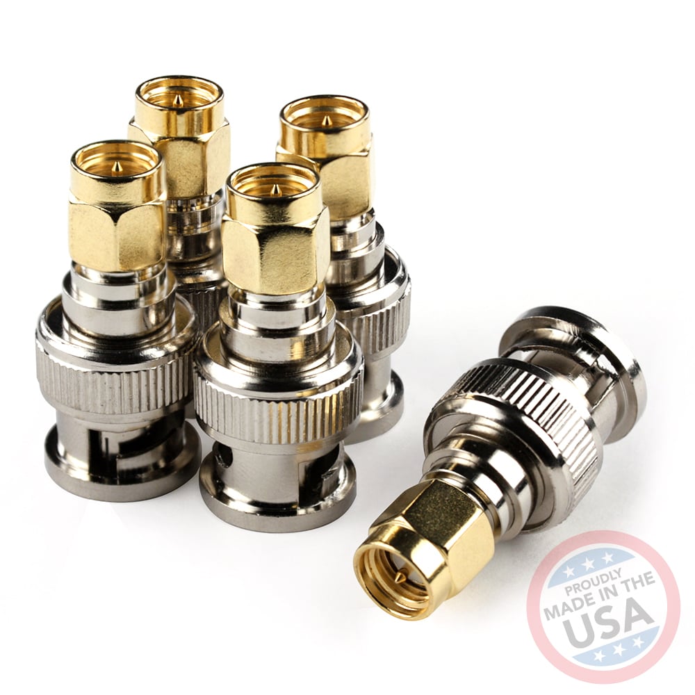 Male BNC to Male SMA connectors (5 Pack)